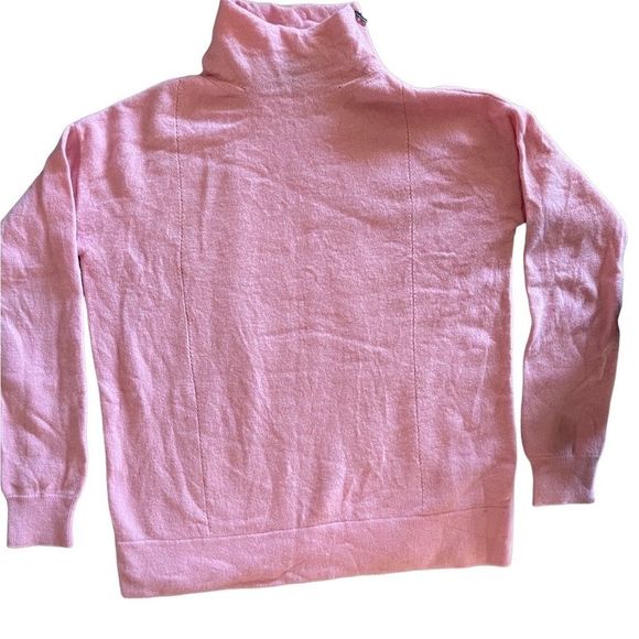 Bogner baby pink 100% virgin wool mock turtleneck sweater sz 6 side neck zipper - Picture 3 of 8